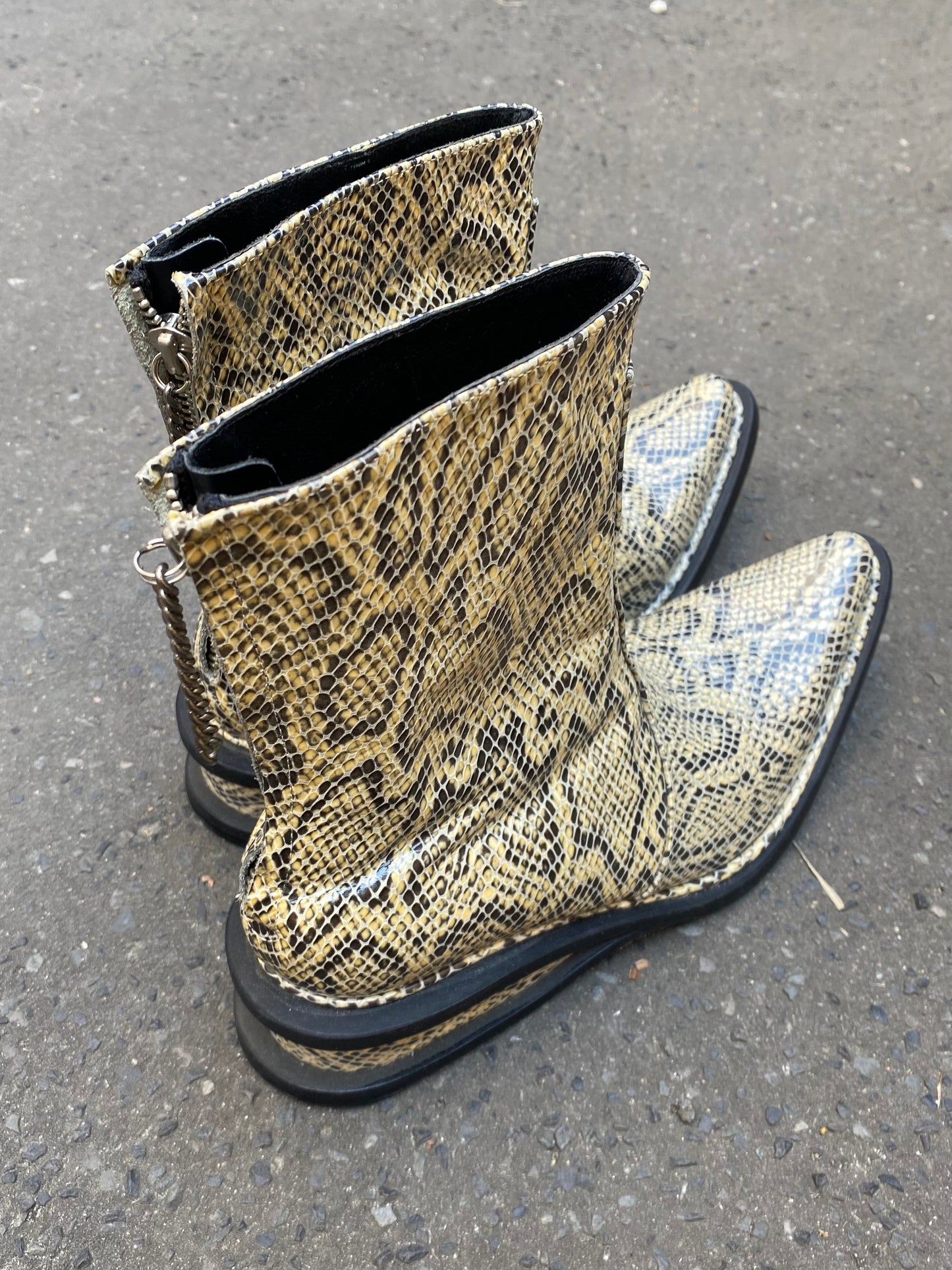 dirk bikkembergs snakeskin stamped leather boots, f/w 1999