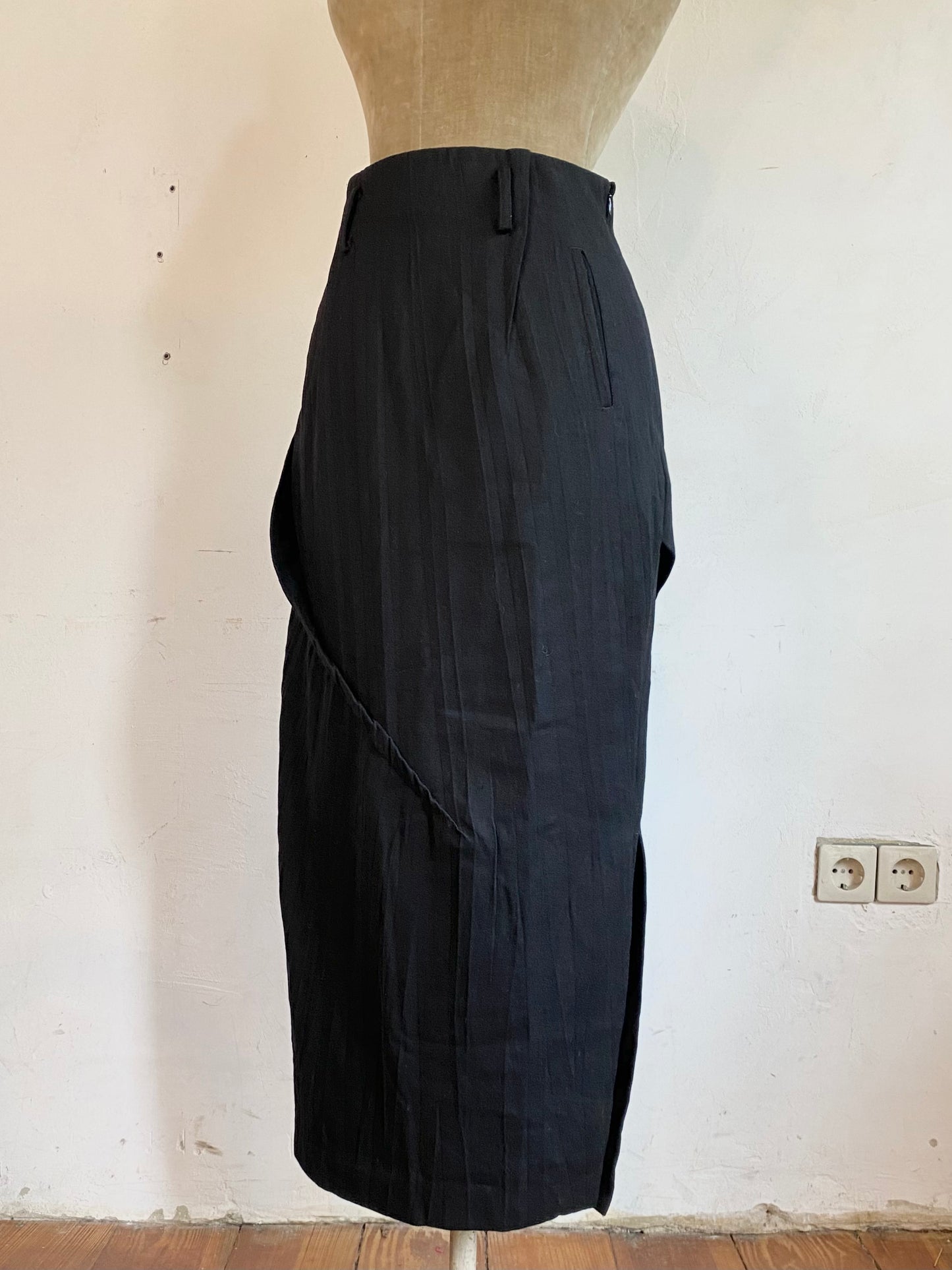 atsuro tayama high waist skirt with asymmetric darts, mid-late 90s