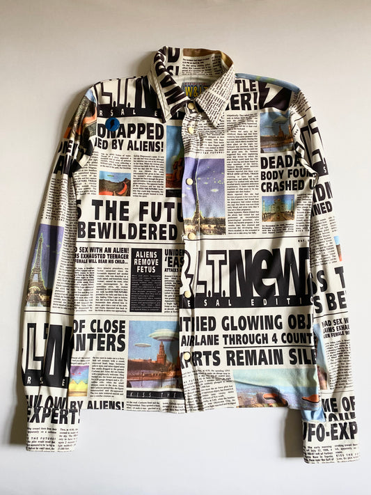 wild & lethal trash newsprint button-up, s/s 1997