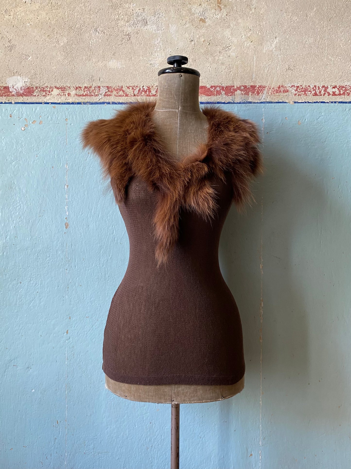 plein sud sleeveless jumper with fur trim, 90s/2000s