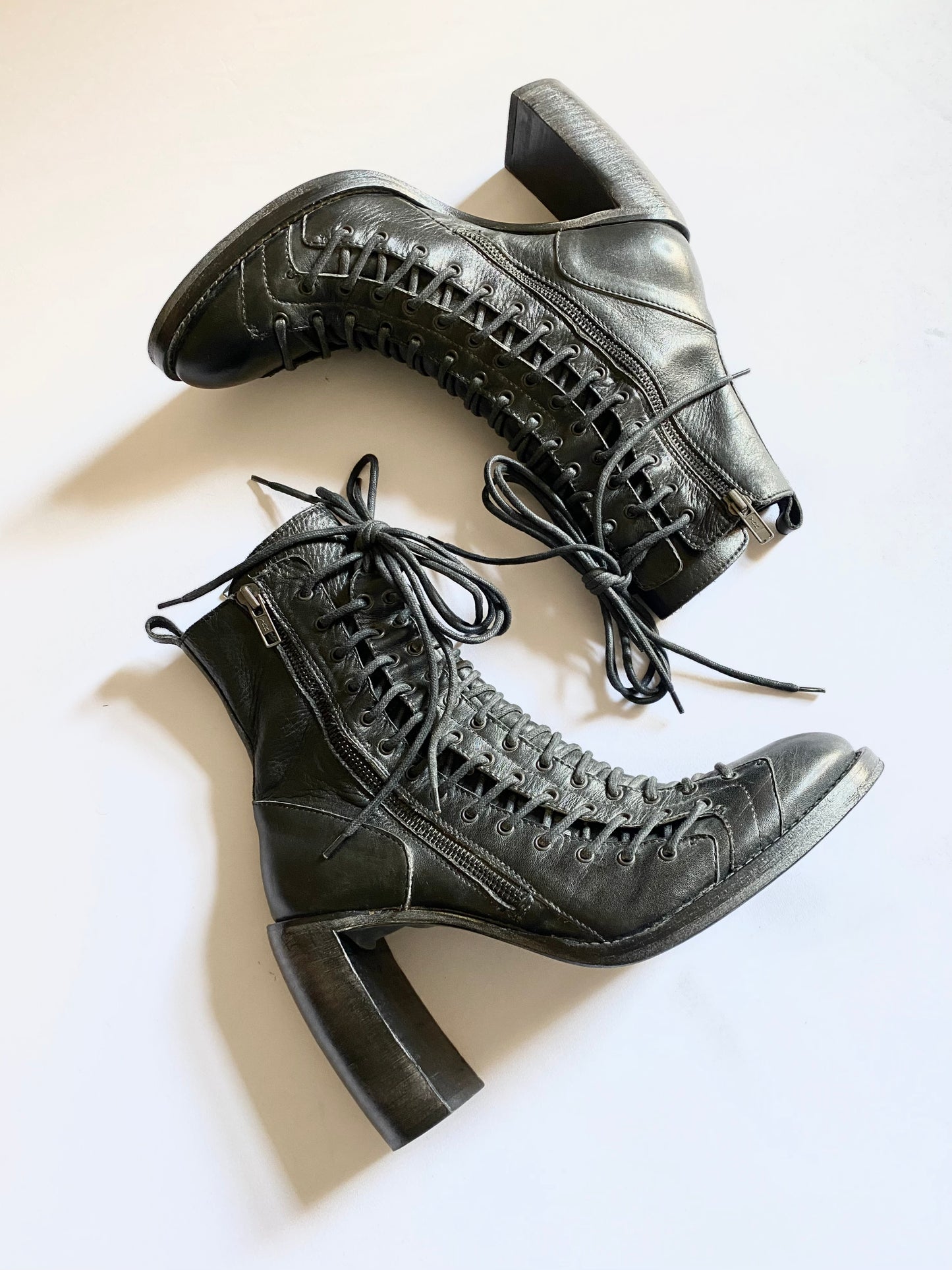 ann demeulemeester triple laced “talon” heel boots, f/w 2008