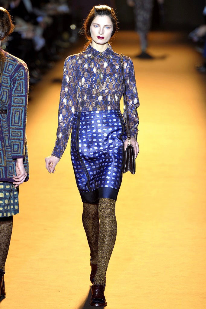 rochas pattern blocked dress in silk, f/w 2012