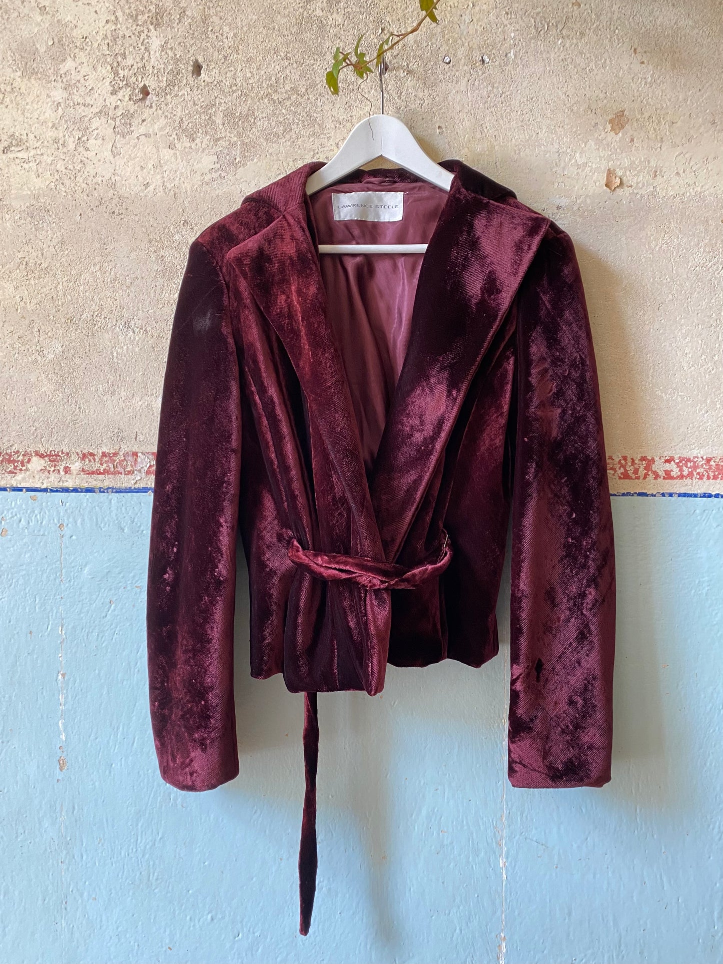 lawrence steele burgundy velvet evening jacket, f/w 1997