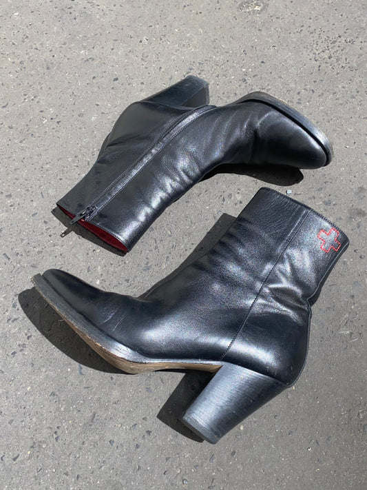 a.f. vandevorst leather platform boots, mid 00s