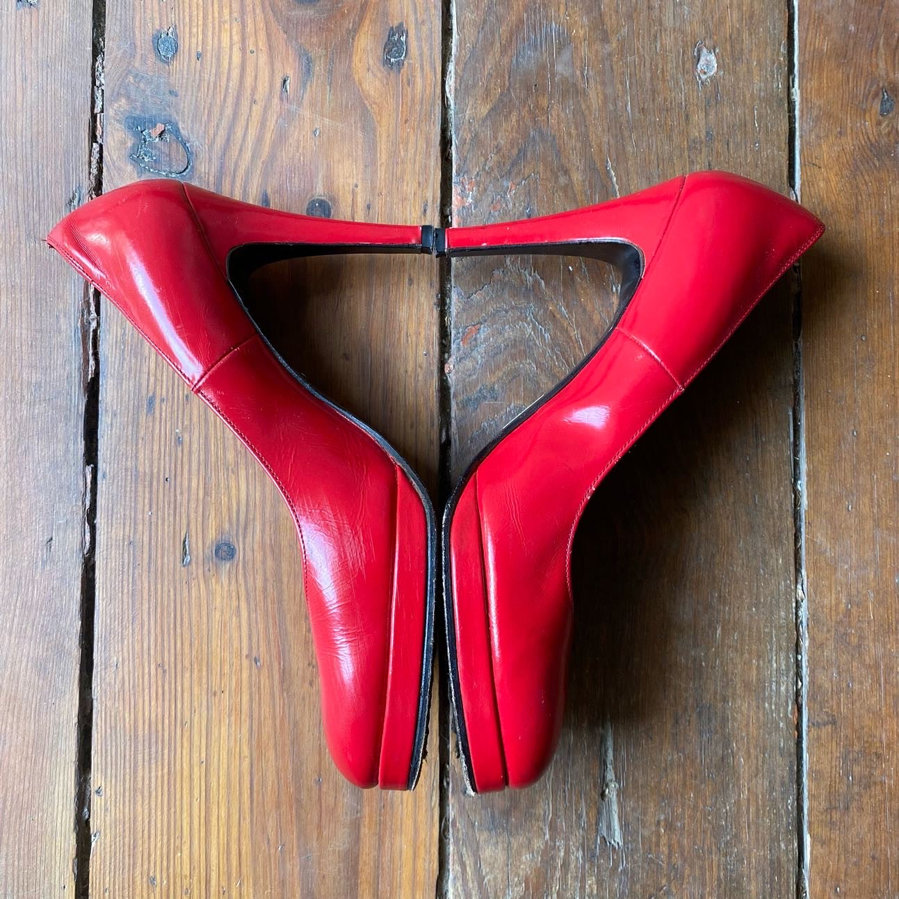 junya watanabe patent leather pumps in red, f/w 2013