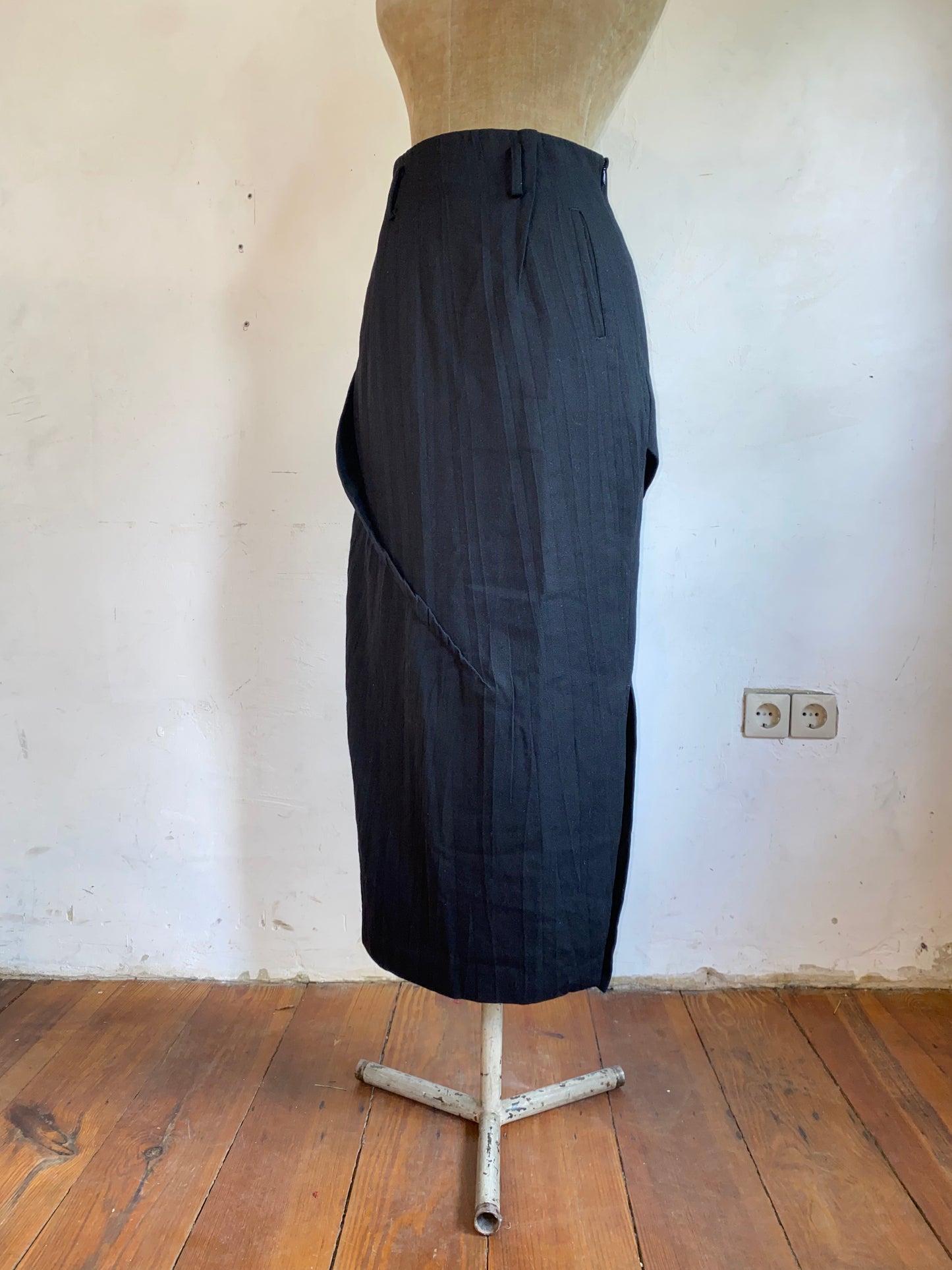 atsuro tayama high waist skirt with asymmetric darts, mid-late 90s