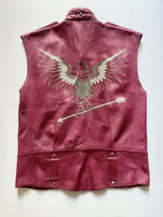 claude montana eagle embroidered leather vest, s/s 1979