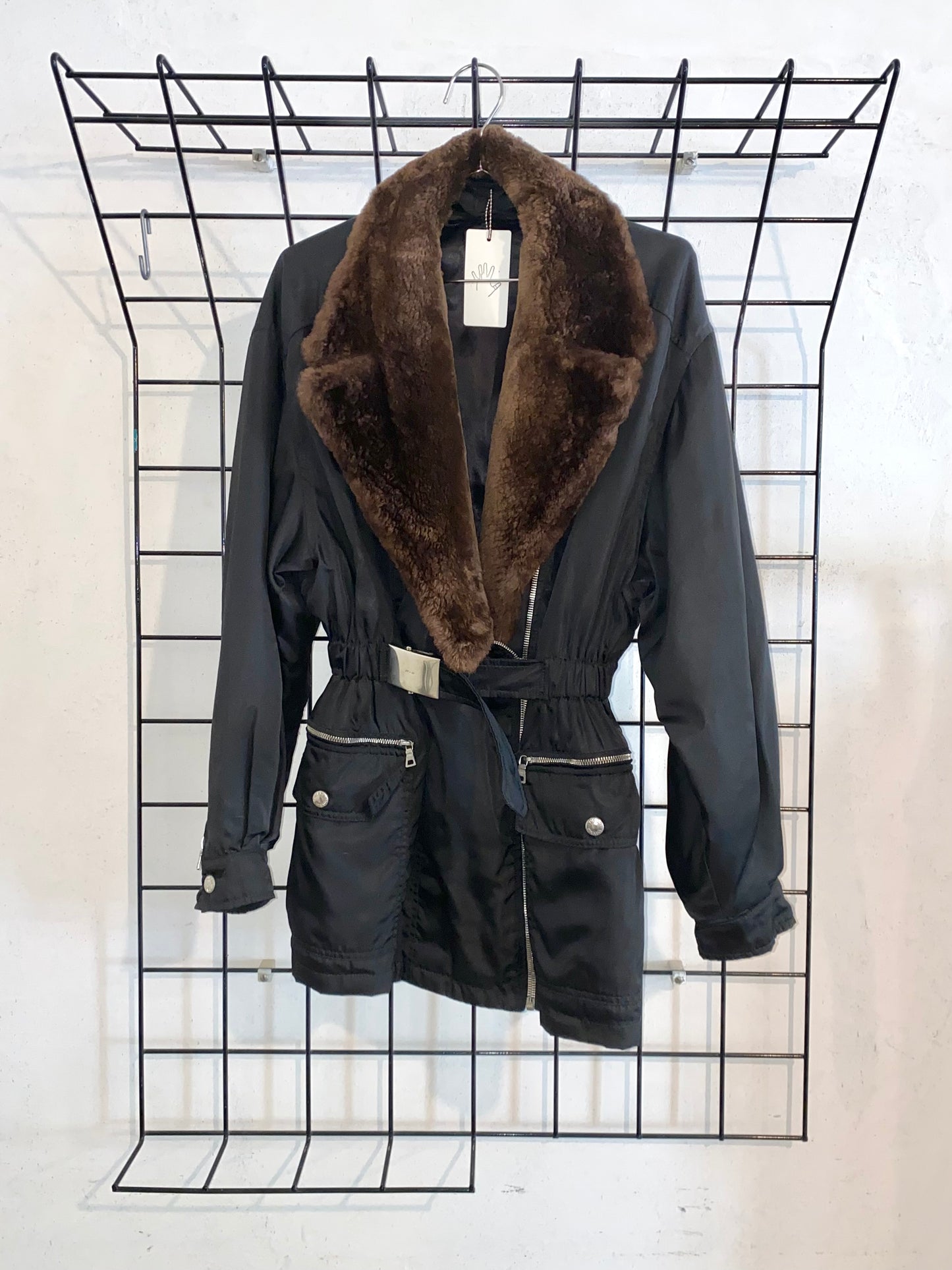 prada nylon & fur collar anorak, mid 90s