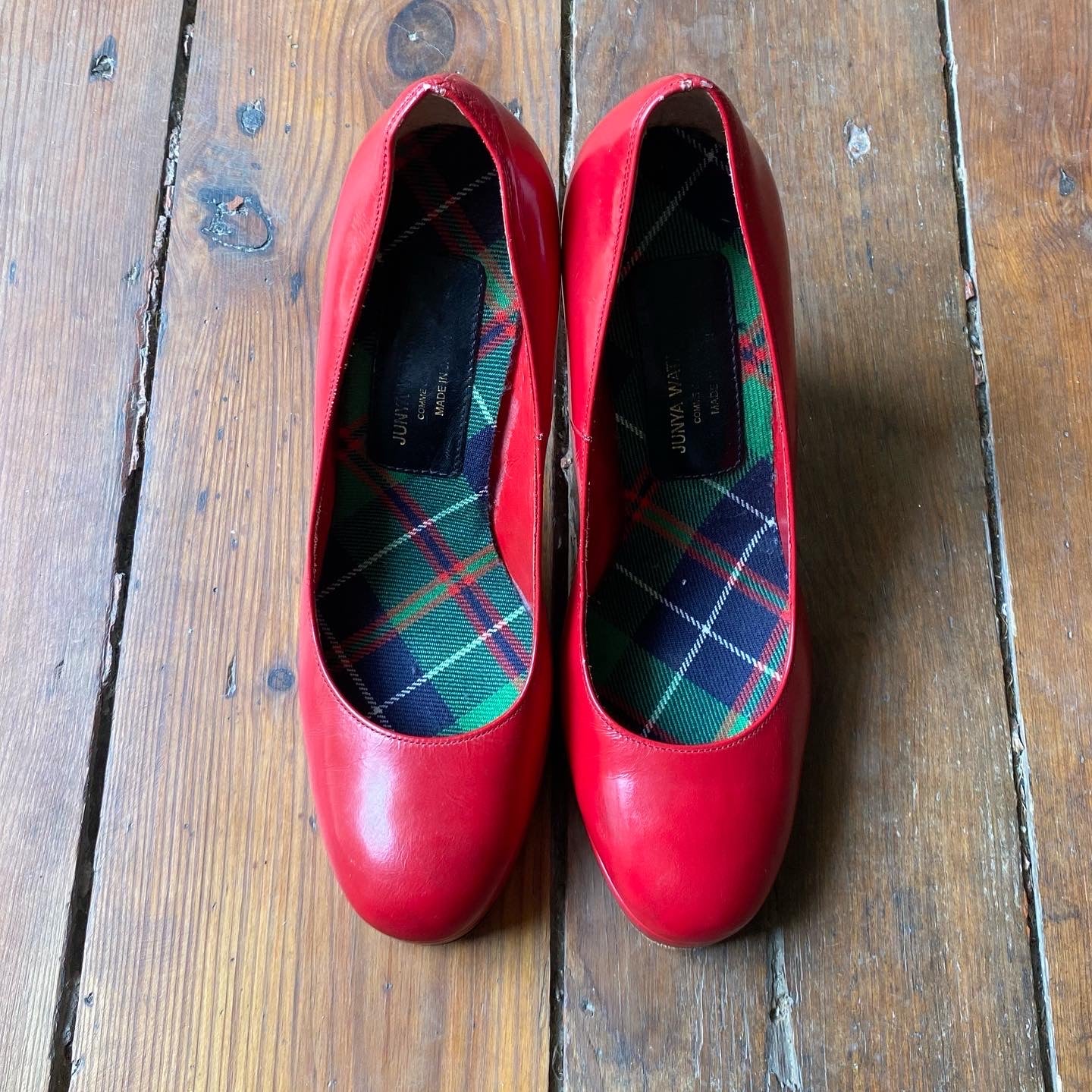 junya watanabe patent leather pumps in red, f/w 2013