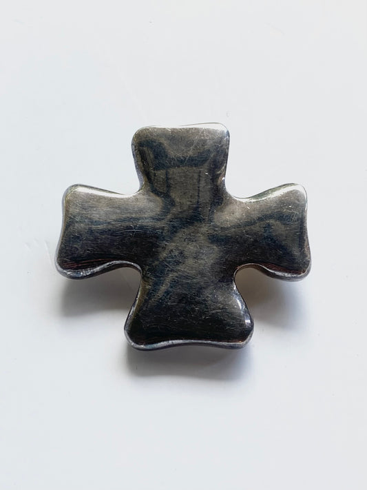 christian lacroix cross brooch in aged silver, 80s-90s