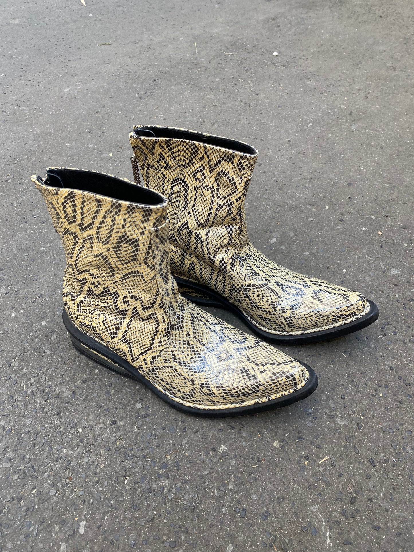 dirk bikkembergs snakeskin stamped leather boots, f/w 1999