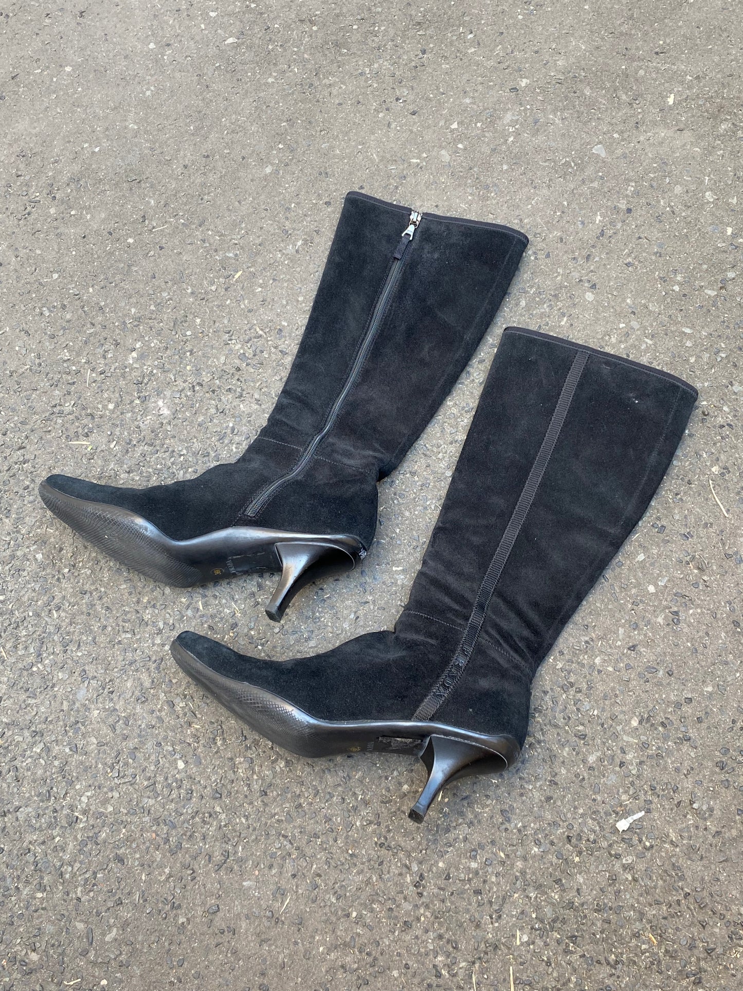 prada suede knee high boots, mid-late 90s