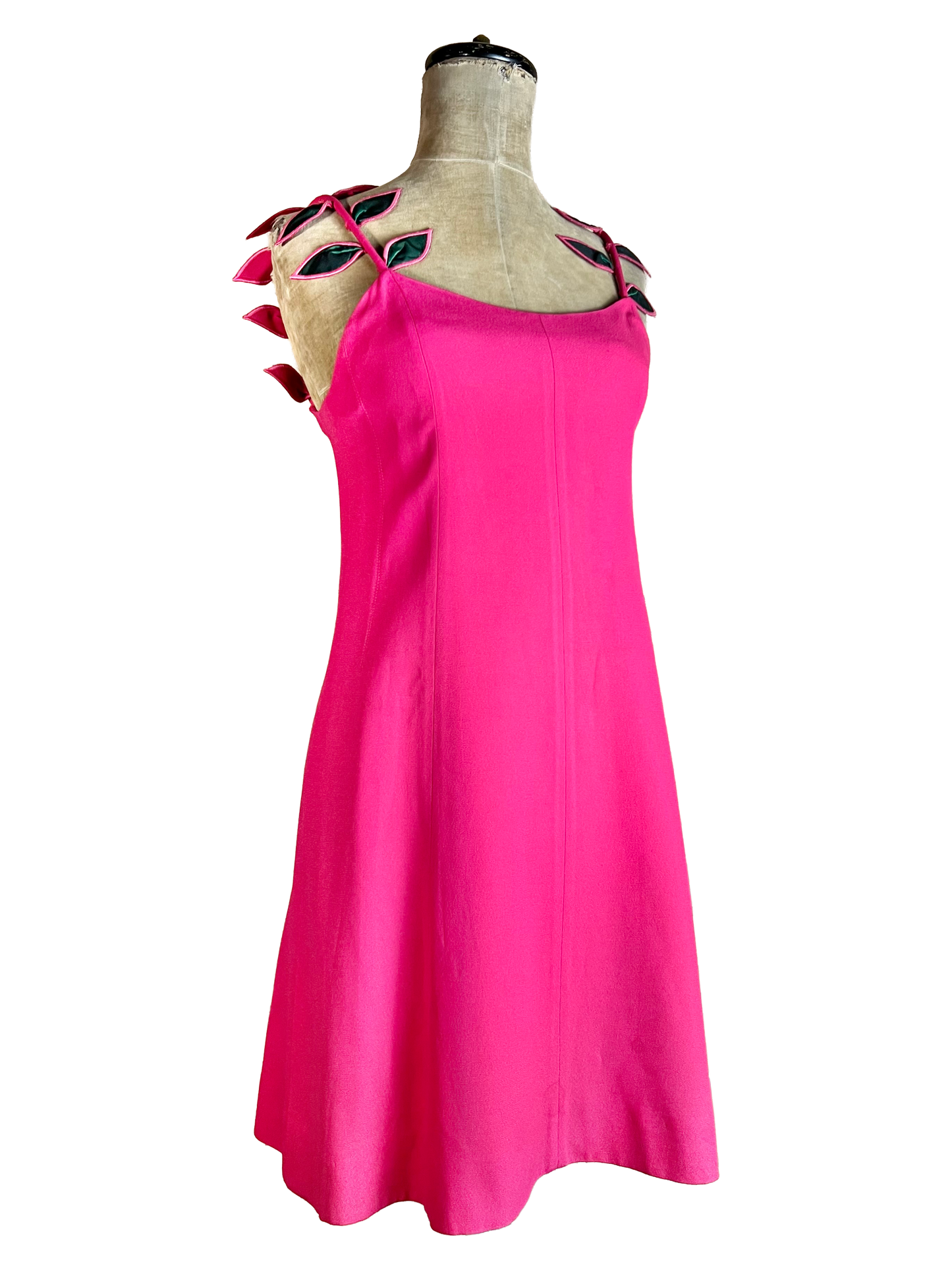 lolita lempicka fuschia dress with 3-d leaf appliqué, s/s 1992